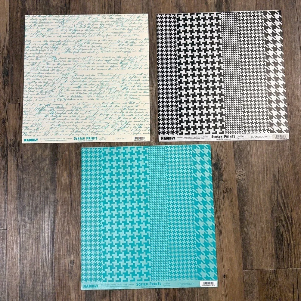 Chic Craft Paper Set - Floral, Script, Houndstooth Patterns - Picture 3 of 8